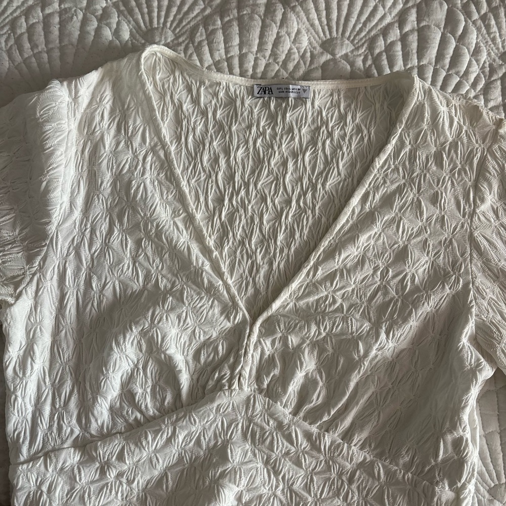 Zara Women's Ivory Textured Blouse
